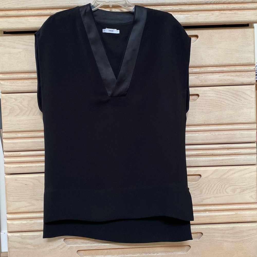 Black Vince V-neck Tunic Blouse